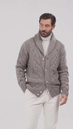 Cardigan en maille taupe - Made in Italy