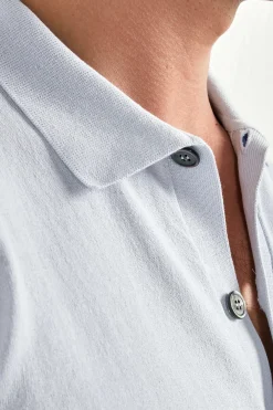 Cardigan polo bleu clair - Made in Italy