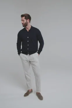 Cardigan polo bleu - Made in Italy