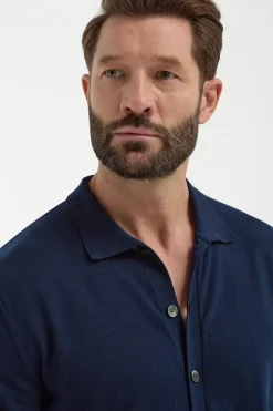 Cardigan polo bleu - Made in Italy
