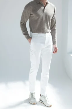 Cargo en toile stretch Blanc cassé - Made in Italy