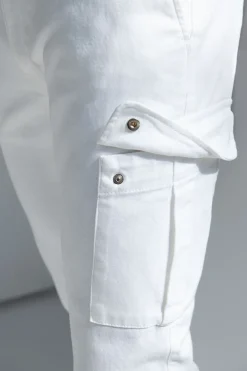 Cargo en toile stretch Blanc cassé - Made in Italy