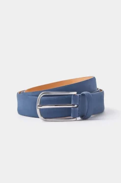 Ceinture en nubuck bleu - Made in Italy