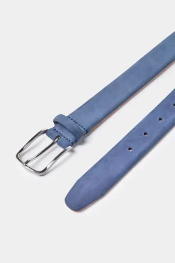 Ceinture en nubuck bleu - Made in Italy