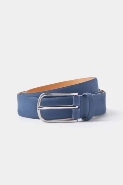 Ceinture en nubuck bleu - Made in Italy
