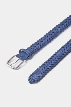 Ceinture tressée en daim bleu marine - Made in Italy
