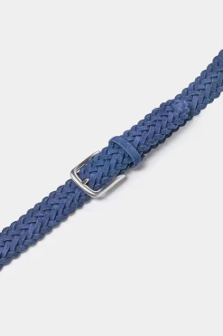 Ceinture tressée en daim bleu marine - Made in Italy