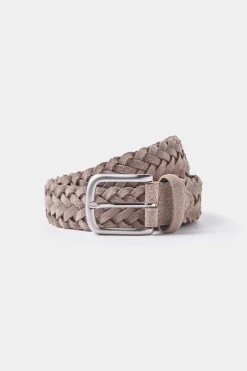 Ceinture tressée en daim grège - Made in Italy
