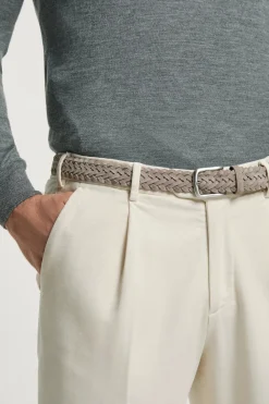 Ceinture tressée en daim grège - Made in Italy