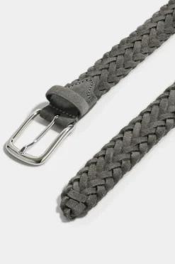 Ceinture tressée en daim grise - Made in Italy