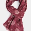 Écharpe bordeaux et grise à fleurs - Made in Italy