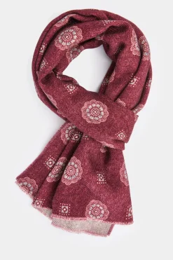Écharpe bordeaux et grise à fleurs - Made in Italy