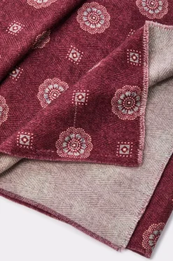 Écharpe bordeaux et grise à fleurs - Made in Italy