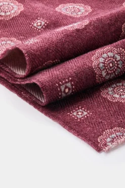 Écharpe bordeaux et grise à fleurs - Made in Italy
