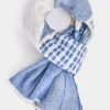 Écharpe micro-fantaisie bleue et blanche - Made in Italy