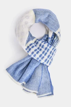 Écharpe micro-fantaisie bleue et blanche - Made in Italy