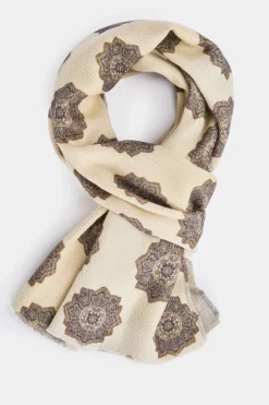 Écharpe à motif crème et marron - Made in Italy