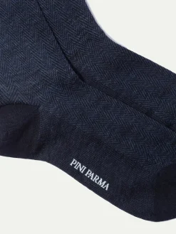 Chaussettes courtes bleues à chevrons - Made in Italy