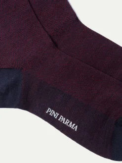 Chaussettes courtes bordeaux à chevrons - Made in Italy