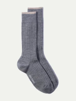 Chaussettes courtes gris clair en laine ultra-résistante - Made in Italy