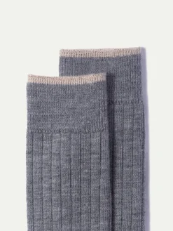 Chaussettes courtes gris clair en laine ultra-résistante - Made in Italy