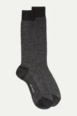Chaussettes courtes grises à micro-motif fantaisie - Made in Italy