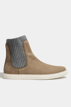 Chelsea boot taupe avec maille - Made in Italy