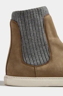 Chelsea boot taupe avec maille - Made in Italy