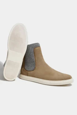 Chelsea boot taupe avec maille - Made in Italy