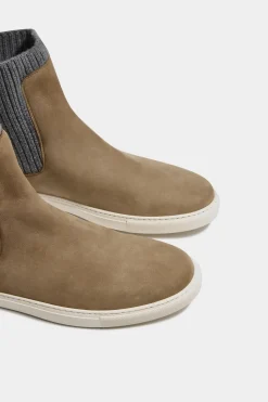 Chelsea boot taupe avec maille - Made in Italy