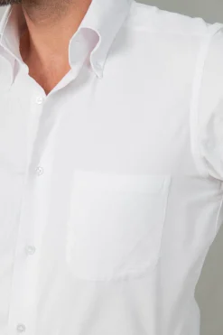 Chemise blanche à col boutonné effet velours - Made in Italy
