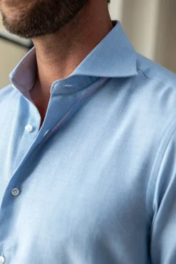 Chemise bleu clair en cachemire et coton - Made in Italy