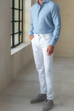 Chemise bleu clair en cachemire et coton - Made in Italy