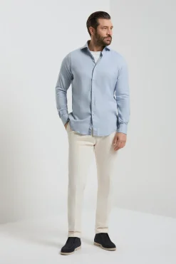 Chemise bleu clair en coton et Tencel™ - Made in Italy