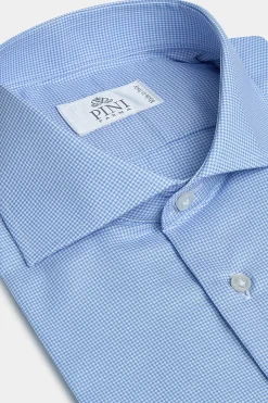 Chemise bleu clair à motif pied-de-poule - Made in Italy