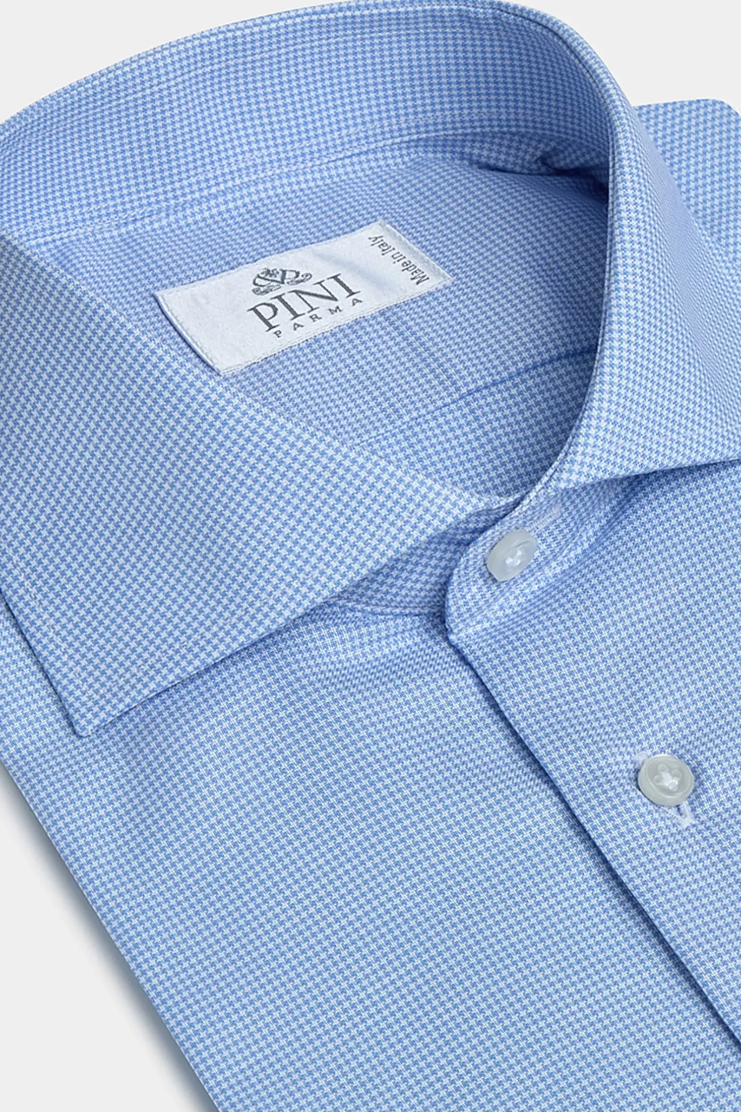 Chemise bleu clair à motif pied-de-poule - Made in Italy