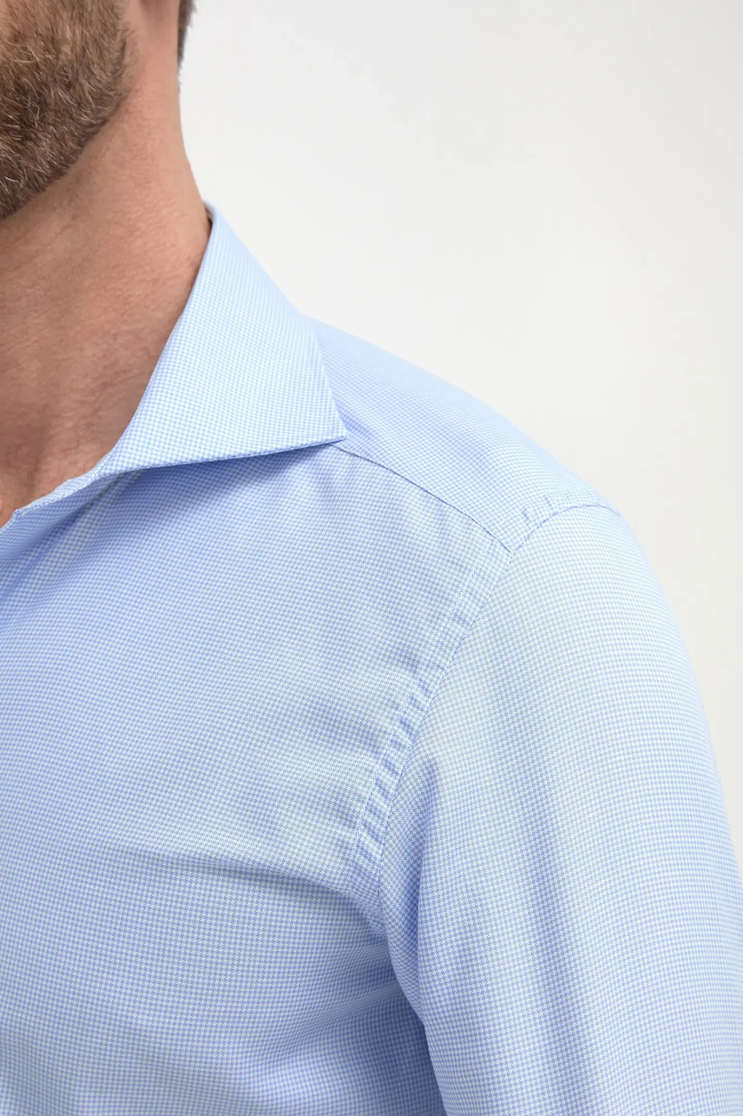 Chemise bleu clair à motif pied-de-poule - Made in Italy