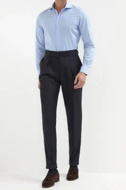Chemise bleu clair à motif pied-de-poule - Made in Italy
