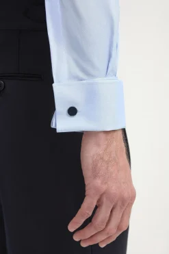 Chemise bleu clair à poignets mousquetaires - Made In Italy