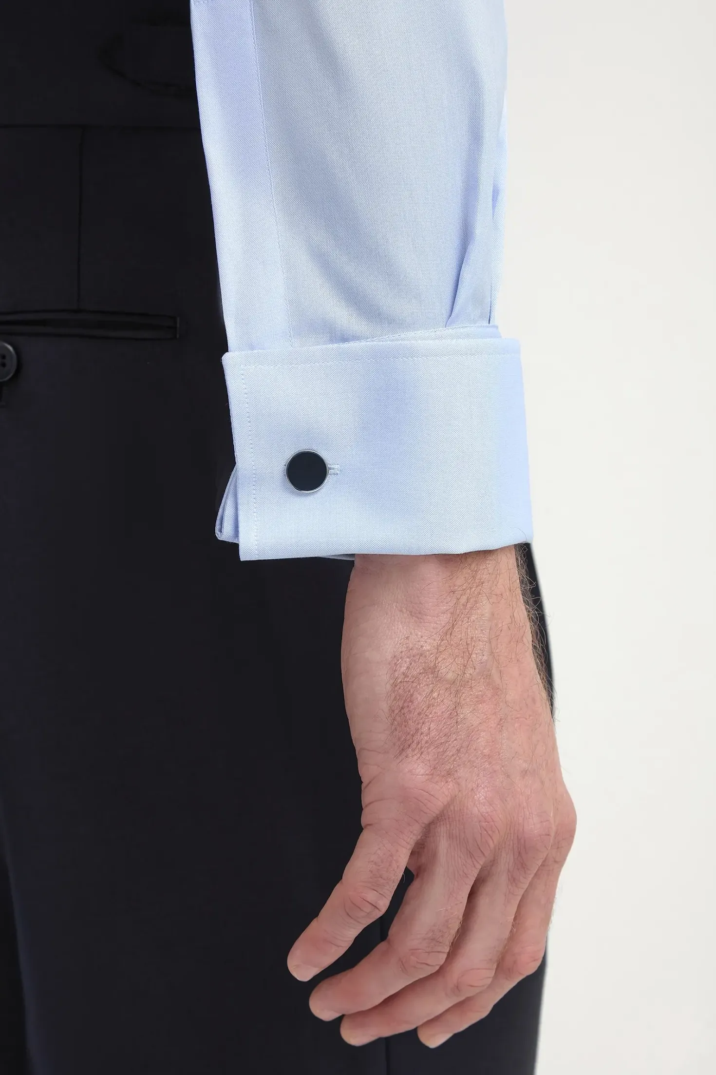 Chemise bleu clair à poignets mousquetaires - Made In Italy