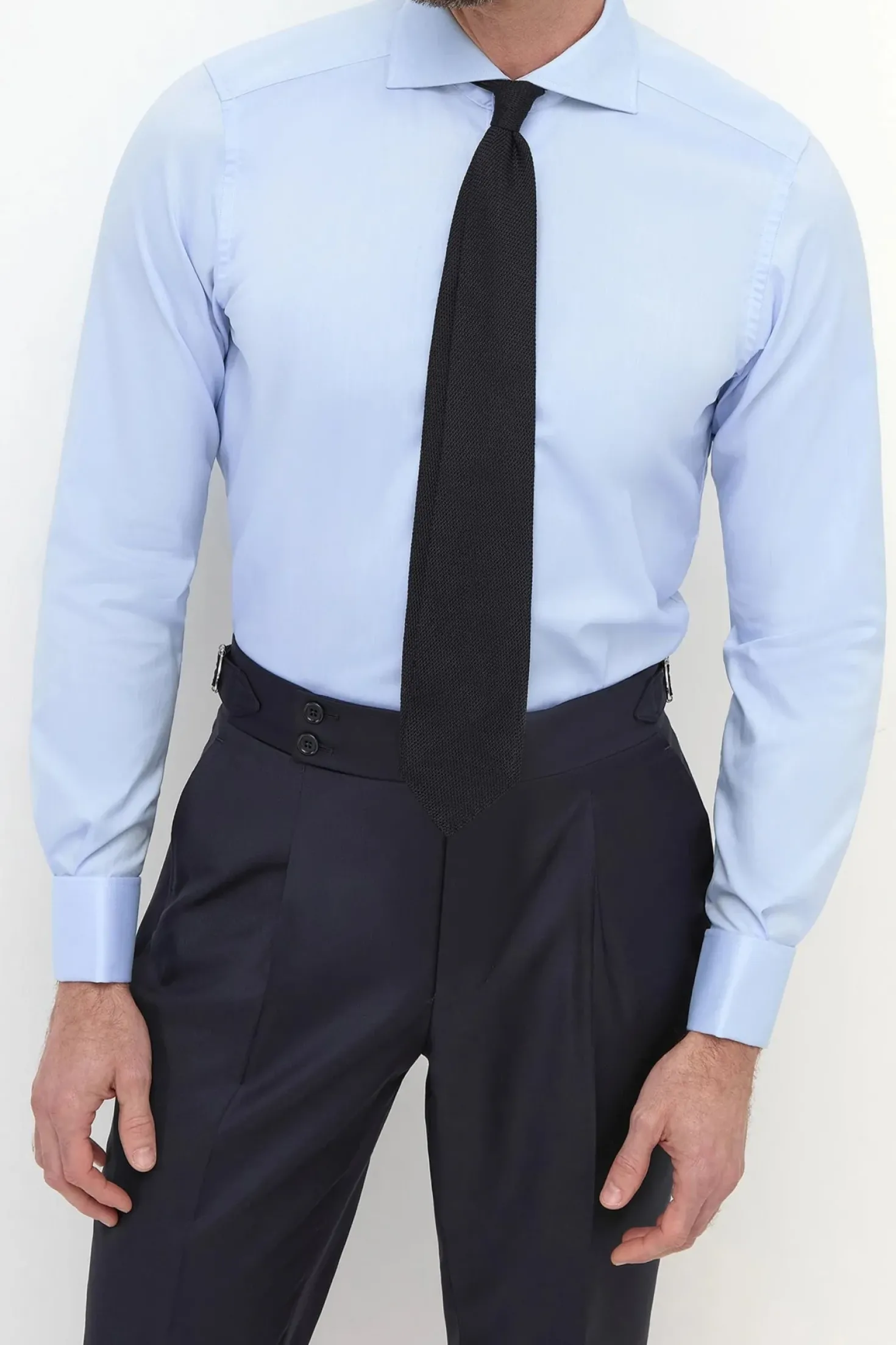 Chemise bleu clair à poignets mousquetaires - Made In Italy
