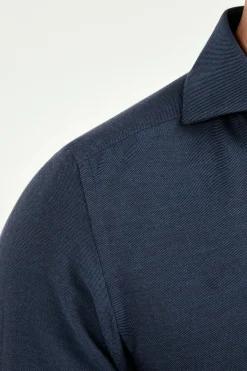 Chemise bleue en cachemire et coton - Made in Italy