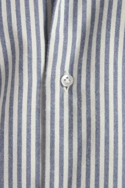 Chemise bleue rayée en coton et cachemire - Made in Italy