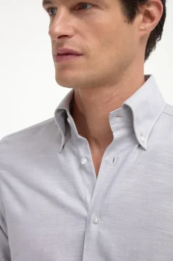Chemise à col boutonné en chambray Stone - Made in Italy