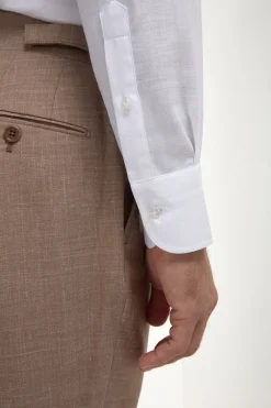 Chemise à col boutonné en chambray blanc - Made in Italy