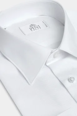 Chemise de smoking blanche en piqué à plastron - Made in Italy