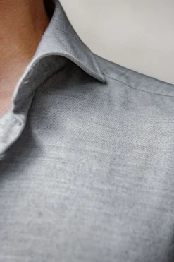 Chemise en coton et Tencel™ à chevrons gris clair - Made in Italy