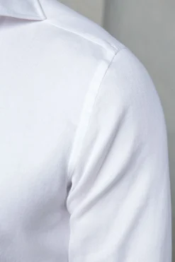 Chemise en coton et Tencel™ à chevrons blanche - Made in Italy