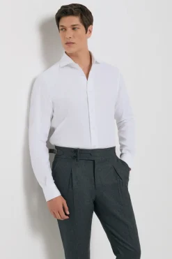 Chemise en coton gratté blanche - Made in Italy