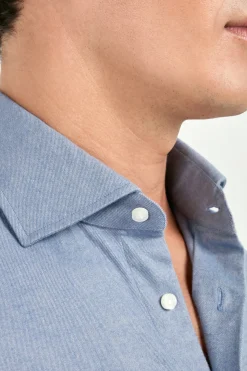 Chemise en coton gratté bleu avio - Made in Italy